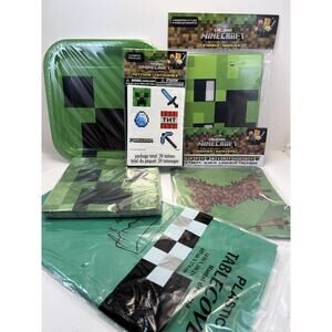 Minecraft Birthday Party Supplies Favors Plates Banner Masks Napkins Tattoos